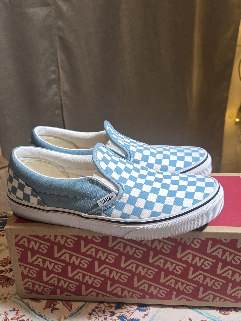 Vans Classic Slip-On Checkerboard Delphinium Blue and True White Checker